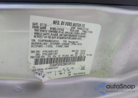 2011 Ford Focus Se z USA, uszkodzony, nr VIN 1FAHP3FN2BW109763